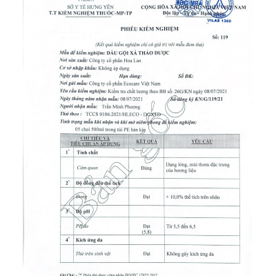 Dầu gội thảo dược ECOCARE 300ml đạt chuẩn CGMP, dầu gội xả thảo mộc giúp sạch gàu, giảm rụng tóc