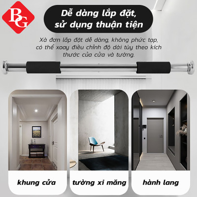 BG Xà Đơn Treo Tường Gắn Cửa Đa Năng Độ Dài Tùy Chỉnh Giúp Bạn Tập Gym, Tập Cơ Bụng, Cơ Vai, Cơ Xô 60-150Cm - Chính Hãng