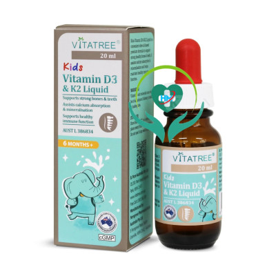￼VITATREE Kids Vitamin D3 & K2 Liquid - Lọ 20ml, nhập khẩu Úc
