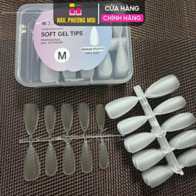 Hộp 100 Móng Úp Nhám Trong JNICE Đủ Form Bầu Nhọn Thang Làm Nailbox Tiện Lợi Size S, M Theo Vỉ 10 Móng Nữ Women dụng cụ nail box