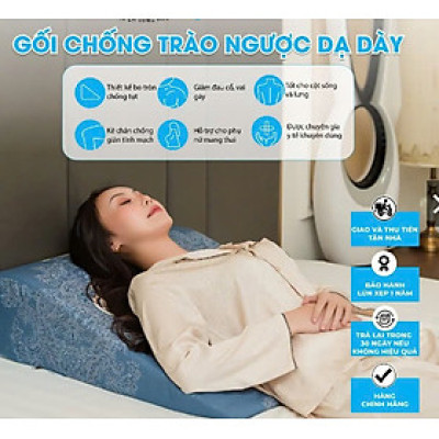 Gối nằm chống trào ngược Hàn Việt Hải  dạ dày cho người lớn vải Cotton size 60x70x20cm