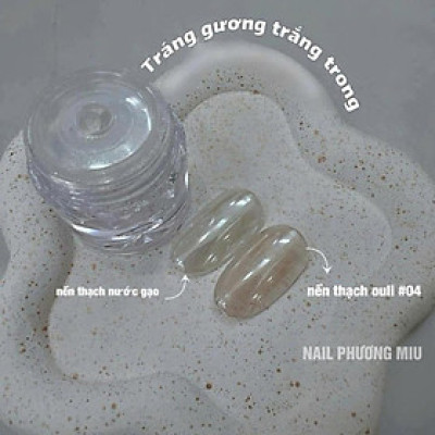 Tráng Gương Trắng Trong Suốt Hạt Siêu Mịn Cao Cấp Làm Nail Bóng Lấp Lánh Tặng Kèm Cọ Chà, Kết Hợp Cùng Nền Sơn Thạch Tạo Hiệu Ứng Móng Sáng Loáng