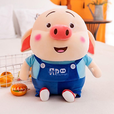 Gấu bông heo tiktok mặc yếm ngồi siêu mềm siêu dễ thương, lợn tiktok cute siêu cưng (40cm) vải miniso mềm mịn êm ái, an toàn cho trẻ em