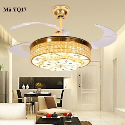 Quạt trần có đèn trang trí, giấu cánh khi tắt, có điều khiển từ xa, có thể bật được quạt riêng và đèn riêng