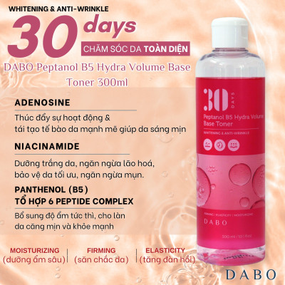 Nước hoa hồng B5 trắng da , chống nhăn, nâng cơ da - DABO Peptanol B5 Hydra Volume Base Toner 300ml