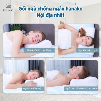Gối ngủ chống đau vai gáy công thái học HANAKO nội địa nhật, chất liệu mút cô đặc cao cấp