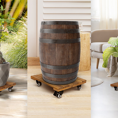 Đế Đôn Chậu Cây Có Bánh Xe Cao Cấp ANKAN Hình Vuông Màu Vàng 35x35 Cm Tải trọng 150 Kg Gỗ Tràm Bông