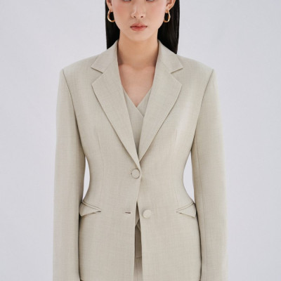 Áo blazer vai rộng MADDY thiết kế cao cấp WHITE CHIC