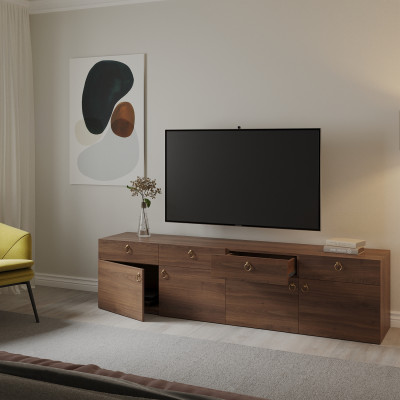 [Happy Home Furniture] WESLEY, Kệ Tivi 4 ngăn kéo - 4 cửa mở, 200cm x 40cm x 50cm ( DxRxC)   , KTV_003