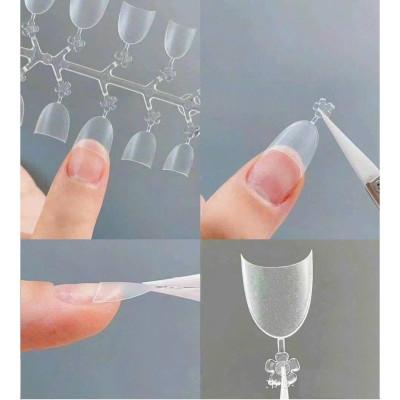 Móng Tip Ngắn Form Bầu Tròn Thang Vuông Trong, Hộp 240 Móng Dẻo Chuẩn Form, Nhựa Cao Cấp, Dễ Sử Dụng Cho Làm Nail Nữ
