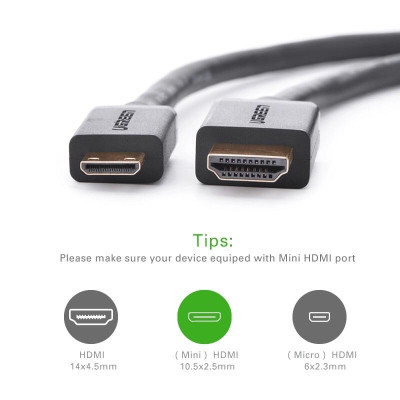 Ugreen UG10117HD108TK 2M màu Đen Cáp chuyển đổi Mini HDMI sang HDMI thuần đồng - HÀNG CHÍNH HÃNG