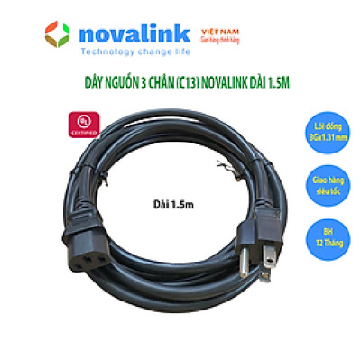 Dây nguồn 3 chấu dùng cho UPS, Server, PC dài 1.5m, 3m. Tiết diện lõi đồng 3Gx 1.31mm, chuẩn UL - Hàng chính hãng