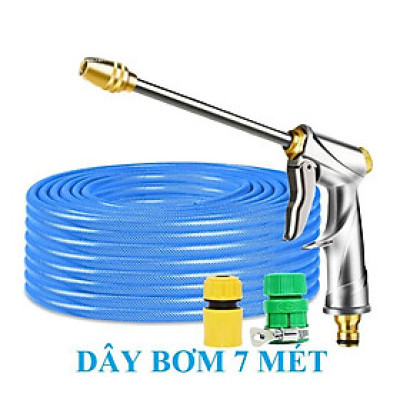 ️ Bộ dây vòi xịt nước rửa xe, tưới cây , tăng áp 3 lần,loại 7m, 10m 206701-2 đầu đồng,cút,+ túi đựng bút