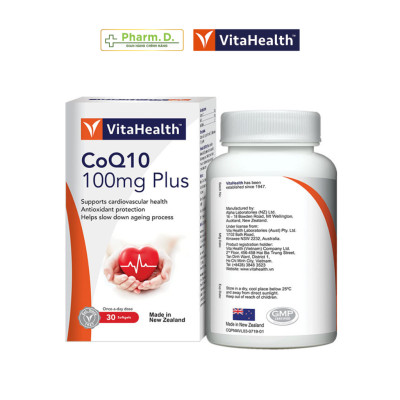 Viên Uống VITAHEALTH CoQ10 100mg Plus Hỗ Trợ Sức Khỏe Tim Mạch Hỗ Trợ Huyết Áp ( Hộp 30 Viên)