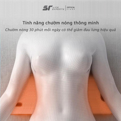 Gối Kê Lưng Tích Hợp Massage Chườm Nóng, Đệm Lưng Chống Đau Lưng, Thoát Vị Đĩa Đệm, Giảm Đau Cột Sống - Sairui