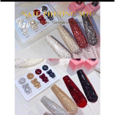 [Chai Lẻ] Sơn Nhũ Flash Siêu Sáng Làm Nail, 4 Màu Đỏ Vàng Bạc Đen Chai 15ml, Bóng Đặc Bền Màu Tạo Điểm Nhấn Cực Chất Cho Nữ