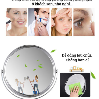 Siêu phẩm mặt gương xoay phóng đại 360 độ dùng để trang điểm, cạo râu trong phòng ngủ, phòng tắm