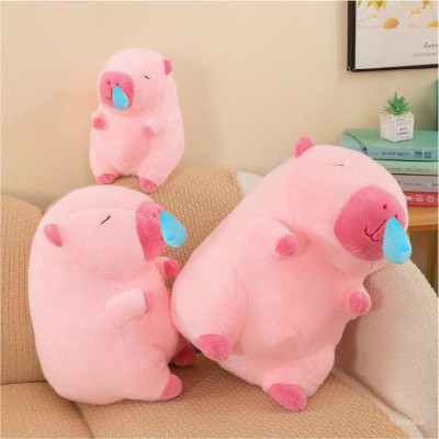 Thú nhồi bông capybara hồng chảy nước mũi đáng yêu - Size từ 35cm đến 45cm - Móc khoá gấu bông Capybara.