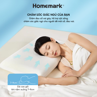 Gối Memory Foam Homemark Cao Cấp – Giảm Đau Vai Gáy, Nâng Đỡ Cổ, Thoáng Khí, Siêu Êm Ái