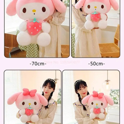 Gấu bông Melody ôm dâu đáng yêu - Size 22cm - Quà tặng gấu bông Kuromi mềm mại cao cấp - Gối ôm cho bé.