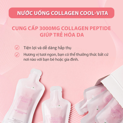 Combo 2 Hộp Nước Uống Collagen Peptide 3000mg Coolvita Hỗ Trợ Trẻ Hóa Sáng Da, Hỗ Trợ Dưỡng Tóc và Móng Kết Hợp Vitamin B3 (45ml× 7 túi)/hộp