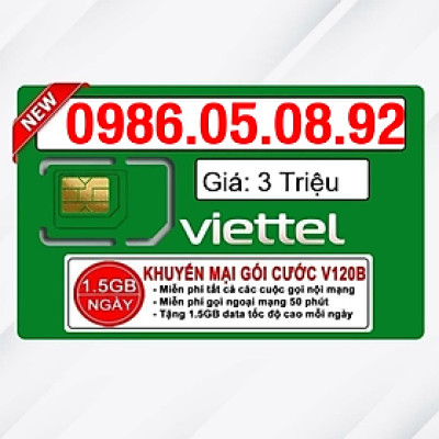 Sim Viettel số đẹp - Hàng chính hãng - 0986.05.08.92