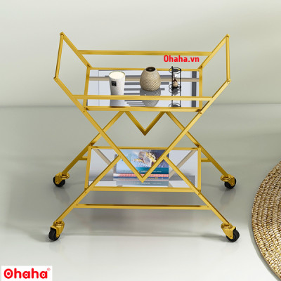 KỆ TRANG TRÍ PHÒNG KHÁCH SANG TRỌNG CÓ BÁNH XE CAO CẤP OHAHA - KTT024