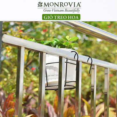 Combo 3 Giỏ treo chậu hoa ban công MONROVIA, giỏ sắt treo chậu hoa ban công, chậu treo ban công, kệ treo ban công, móc treo, khung thép, sơn tĩnh điện chính hãng thương hiệu MONROVIA  - Màu Đen