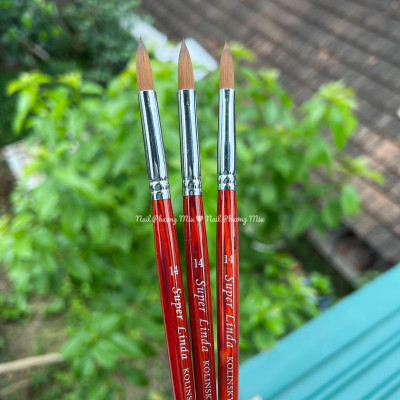 Cọ Đắp Bột Nail Super Linda Kolinsky England Cao Cấp Lông Chồn Mượt, Cán Gỗ Tự Nhiên Số 14 Số 16 Chuyên Làm Nail Sang Trọng