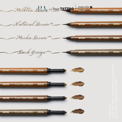 Bút vẽ lông mày 2 đầu chống nước K-PALETTE Lasting 2Way Eyebrow Liquid WP (4 Màu)