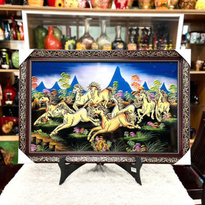 Tranh sơn mài MÃ ĐÁO THÀNH CÔNG đắp nổi mới hàng xuất khẩu 50x80 cm