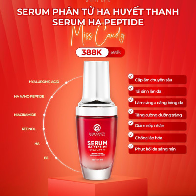 Bộ 3 Sản Phẩm Trắng Da Mờ Thâm, Sạm, Nám, Tàn Nhang MISS CANDY Gồm Serum HA Peptide 30ml + Kem Nám Sâm Nhung Hoàng Kim 25g + Kem Chống Nắng Dưỡng Trắng Da 50g - Gia Tuệ House
