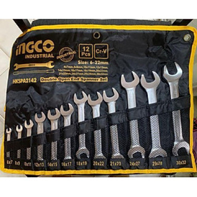 BỘ 12 CỜ LÊ 2 MIỆNG/2 VÒNG 6-32MM INGCO - HÀNG CHÍNH HÃNG