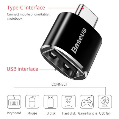 Đầu chuyển đổi OTG Baseus full size cho Laptop, Macbook, Máy tính bảng, Điện thoại -Hàng Chính Hãng