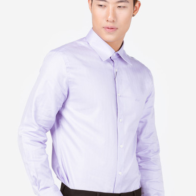 Áo sơ mi nam dài tay ALIGRO 100% chất cotton màu tím nhạt cổ bẻ dáng ôm body, thanh lịch ALGS036