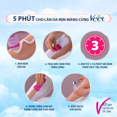 [MỚI] Kem tẩy lông Veet cho da nhạy cảm 50g, công thức Pure cải tiến