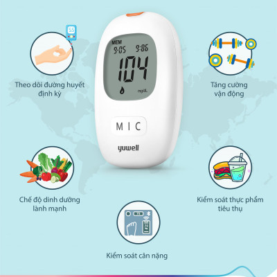 Máy đo đường huyết điện tử YUWELL Accusure 710 tặng kèm theo 10 kim lấy máu +10 que thử đường huyết - bảo hành trọn đời