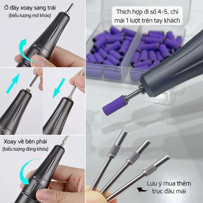 Lõi Lắp Đầu Mài Nhám Mini Làm Nail, Hợp Kim Không Gỉ Dùng Làm Mịn Móng, Thay Thế Dễ Dàng, Tiết Kiệm Nail Phương Miu
