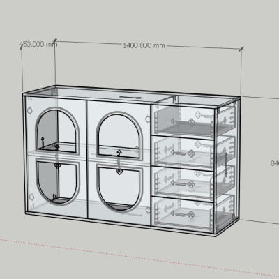 HAPPY FURNITURE , Tủ quần áo 4 ngăn kéo 2 cửa mở - MAY , TLT_059 , 140cm x 45cm x 84cm DxRxC