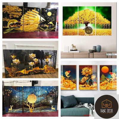 Tranh tráng gương RẺ VÔ ĐỊCH, xả combo 3 tranh cỡ vừa 30x40cm, 40x60cm có móc treo tặng kèm đinh, không cần khoan tường