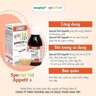 Siro Special Kid Appetit + - Hỗ trợ kích thích thèm ăn, giúp trẻ ăn ngon, tiêu hóa tốt - 125ml - Hàng Chính Hãng