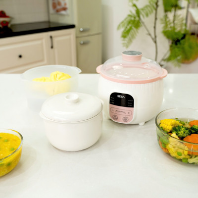 (Model 2025) Nồi Nấu Chậm Đa Năng SEKA SK6132 Nồi Nấu Cháo, Ninh Hầm Hấp 0.8L Hàng Chính Hãng