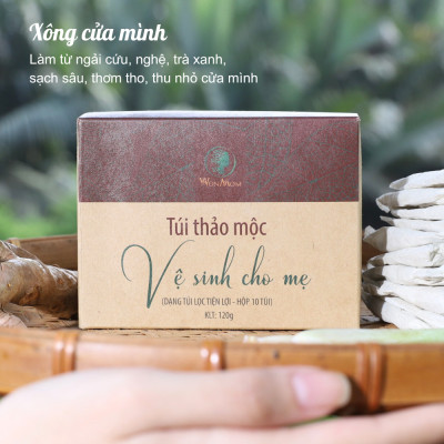 Bộ chăm sóc tình mẫu tử giúp mẹ thơm, bé khỏe Wonmom ( 1 hộp thảo mộc xông cửa mình cho mẹ + 1 dầu tràm )