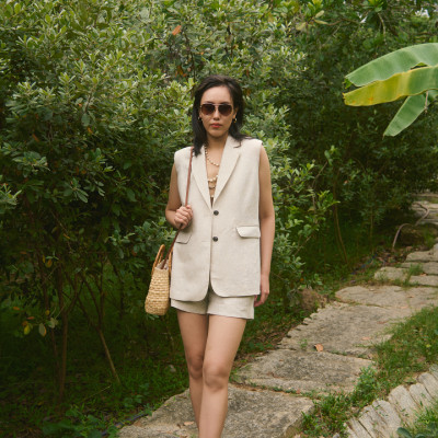 Áo Blazer Oversized Linen Lanh TOP219 thời trang thiết kế Hity
