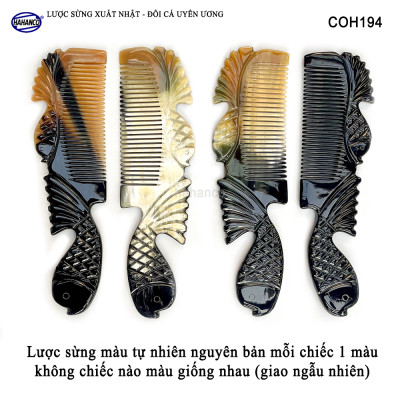  Lược Sừng Vân Nưa Đôi Cá Uyên Ương (Size: XL - 20cm) thể hiện tình yêu vĩnh cửu - Mẫu Cao Cấp Siêu Đẹp - COH194