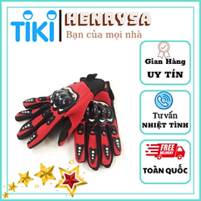 Găng Tay Xe Máy, Đi Phượt Dài Ngón Có Gù Nhựa Bảo Vệ - HENRYSA