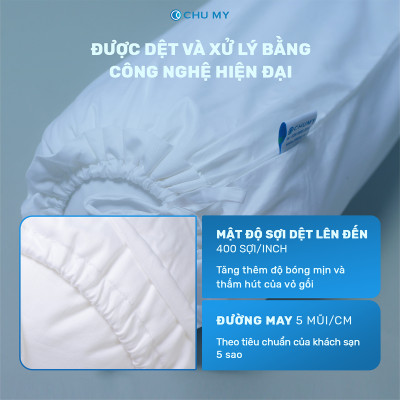 Vỏ Gối Ôm Cotton 100% Thiên Nhiên  - Vỏ gối khách sạn 5 sao – Mát mẻ - Mềm mại