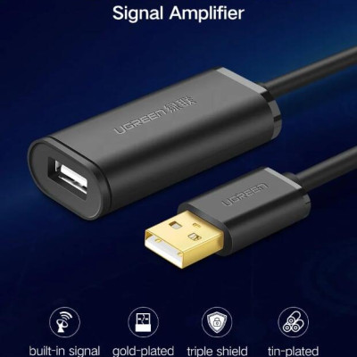 Ugreen UG10326US121TK 30M màu Đen Cáp tín hiệu nối dài USB 2.0 có chip khuếch đại cao cấp - HÀNG CHÍNH HÃNG