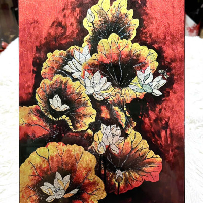 Tranh sơn mài - vẽ màu kết hợp dát vàng/ bạc Thanh Bình Lê, hàng xuất khẩu 20x30 cm