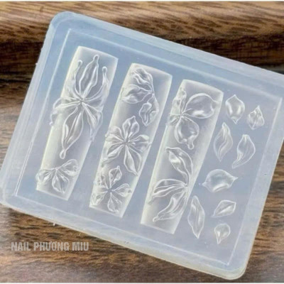 Khuôn in 3D Silicon Tạo Hình Cánh Hoa To Nhỏ 15 Mẫu Dễ Thương Làm Nail, Khuôn in Hoa Nổi 1,2,3,4 Cánh Mini Trong Suốt Trang Trí Móng Nữ Women